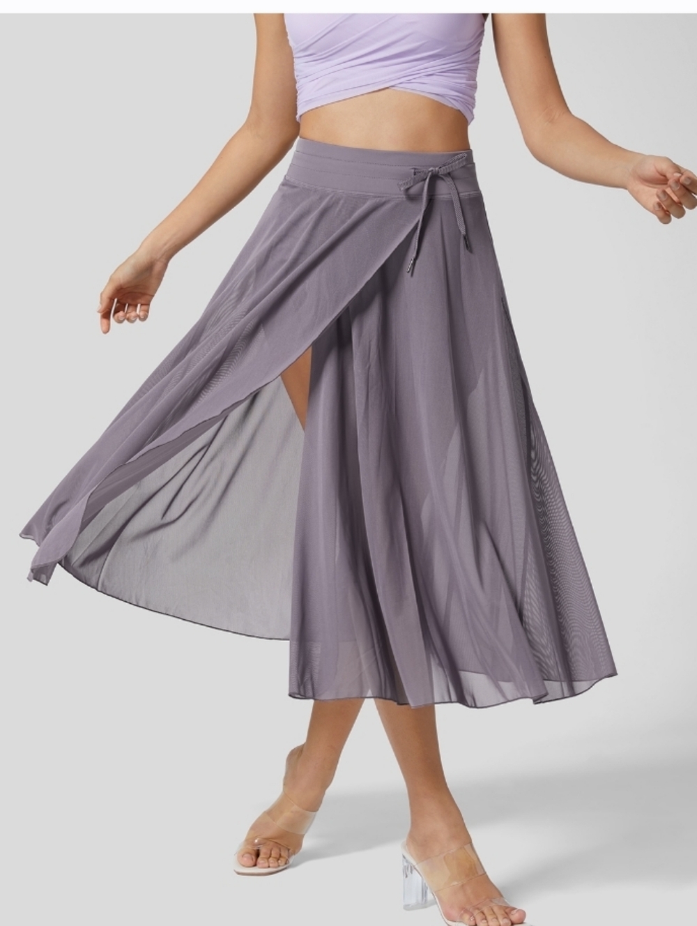 Halara Sheer Lavender Wrap Midi Skirt